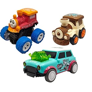 jo baby unbreakable four-wheel drive friction powered diecast train dancing car green amp monster thomas toy set pack of 3