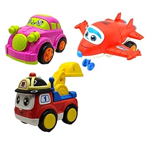 jo baby unbreakable four-wheel drive friction powered diecast car robot plane amp excavator toy set pack of 3