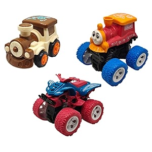 jo baby unbreakable four-wheel drive friction powered diecast train monster thomas amp monster scooter toy set pack of 3