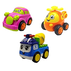 jo baby unbreakable four-wheel drive friction powered diecast car helicopter amp cement mixer toy set pack of 3