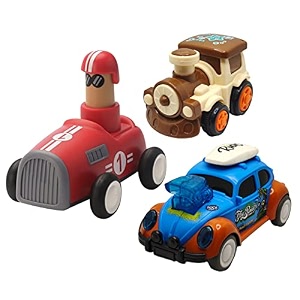 jo baby unbreakable four-wheel drive friction powered diecast train dancing car blue amp push and go car toy set pack of 3