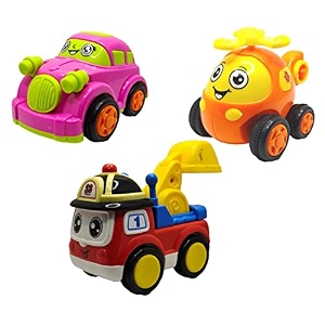 jo baby unbreakable four-wheel drive friction powered diecast car helicopter amp excavator toy set pack of 3
