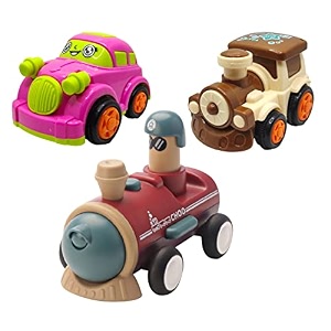 jo baby unbreakable four-wheel drive friction powered diecast car train amp push and go train toy set pack of 3