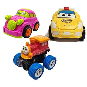 jo baby unbreakable four-wheel drive friction powered diecast car robot car amp monster thomas toy set pack of 3