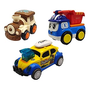 jo baby unbreakable four-wheel drive friction powered diecast train dumper amp dancing car yellow toy set pack of 3