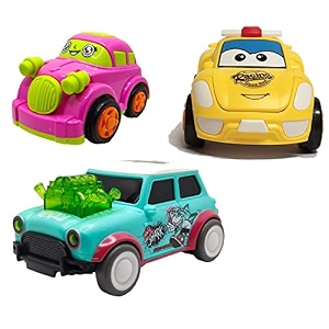 jo baby unbreakable four-wheel drive friction powered diecast car robot car amp dancing car green toy set pack of 3
