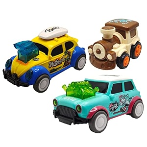 jo baby unbreakable four-wheel drive friction powered diecast train dancing car yellow amp dancing car orange toy set pack of 3