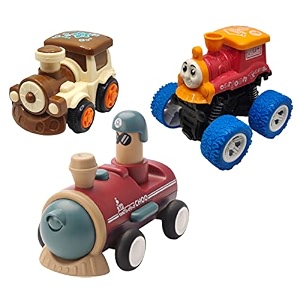 jo baby unbreakable four-wheel drive friction powered diecast train monster thomas amp push and go train toy set pack of 3