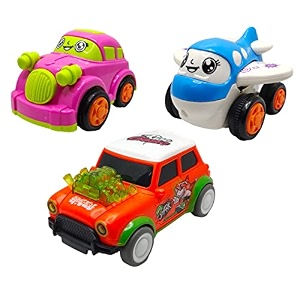 jo baby unbreakable four-wheel drive friction powered diecast car plane amp dancing car orange toy set pack of 3