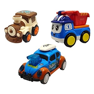 jo baby unbreakable four-wheel drive friction powered diecast train dumper amp dancing car blue toy set pack of 3
