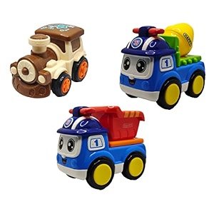 jo baby unbreakable four-wheel drive friction powered diecast train cement mixer amp dumper toy set pack of 3