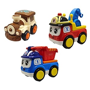 jo baby unbreakable four-wheel drive friction powered diecast train crane amp dumper toy set pack of 3