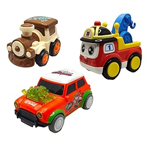 jo baby unbreakable four-wheel drive friction powered diecast train crane amp dancing car orange toy set pack of 3
