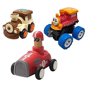 jo baby unbreakable four-wheel drive friction powered diecast train monster thomas amp push and go car toy set pack of 3