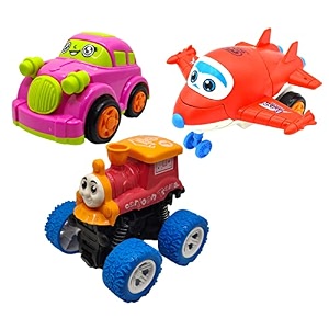 jo baby unbreakable four-wheel drive friction powered diecast car robot plane amp monster thomas toy set pack of 3
