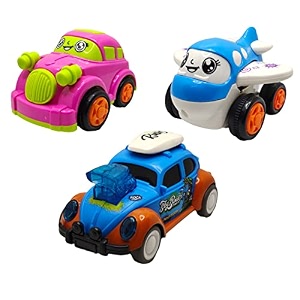 jo baby unbreakable four-wheel drive friction powered diecast car plane amp dancing car blue toy set pack of 3