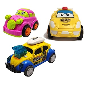 jo baby unbreakable four-wheel drive friction powered diecast car robot car amp dancing car yellow toy set pack of 3