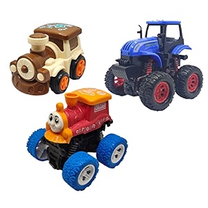 jo baby unbreakable four-wheel drive friction powered diecast train monster tractor amp monster thomas toy set pack of 3