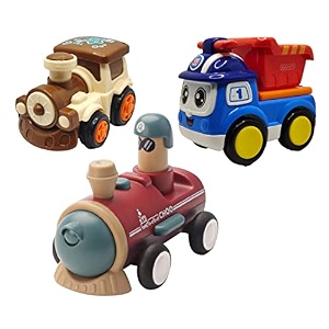 jo baby unbreakable four-wheel drive friction powered diecast train dumper amp push and go train toy set pack of 3
