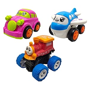 jo baby unbreakable four-wheel drive friction powered diecast car plane amp monster thomas toy set pack of 3