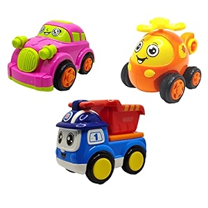 jo baby unbreakable four-wheel drive friction powered diecast car helicopter amp dumper toy set pack of 3