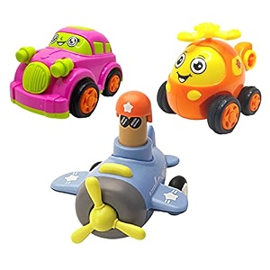 jo baby unbreakable four-wheel drive friction powered diecast car helicopter amp push and go plane toy set pack of 3