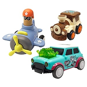 jo baby unbreakable four-wheel drive friction powered diecast train dancing car green amp push and go plane toy set pack of 3