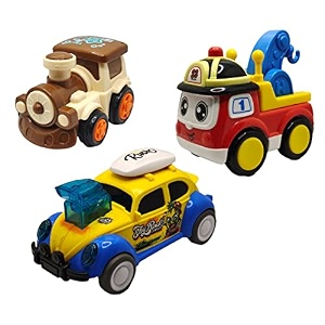 jo baby unbreakable four-wheel drive friction powered diecast train crane amp dancing car yellow toy set pack of 3