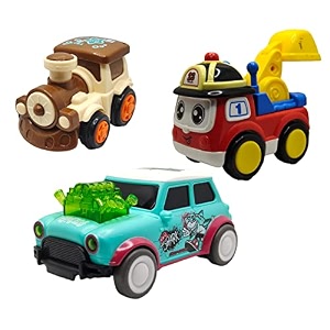 jo baby unbreakable four-wheel drive friction powered diecast train excavator amp dancing car green toy set pack of 3