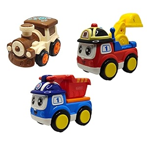 jo baby unbreakable four-wheel drive friction powered diecast train excavator amp dumper toy set pack of 3