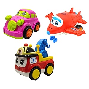 jo baby unbreakable four-wheel drive friction powered diecast car robot plane amp crane toy set pack of 3