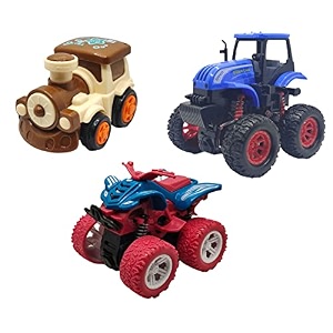 jo baby unbreakable four-wheel drive friction powered diecast train monster tractor amp monster thomas toy set pack of 3