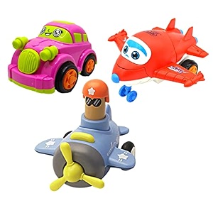 jo baby unbreakable four-wheel drive friction powered diecast car robot plane amp push and go plane toy set pack of 3