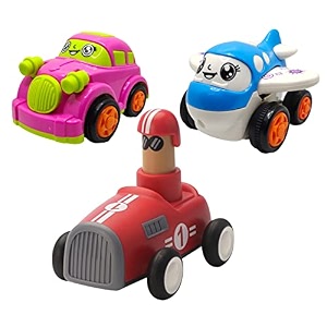 jo baby unbreakable four-wheel drive friction powered diecast car plane amp push and go car toy set pack of 3