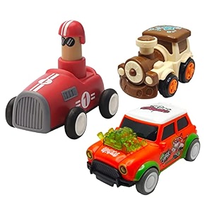 jo baby unbreakable four-wheel drive friction powered diecast train dancing car orange amp push and go car toy set pack of 3