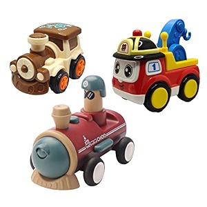 jo baby unbreakable four-wheel drive friction powered diecast train crane amp push and train toy set pack of 3
