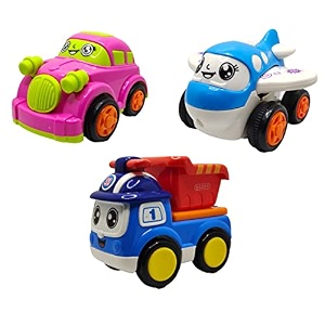 jo baby unbreakable four-wheel drive friction powered diecast car plane amp dumper toy set pack of 3