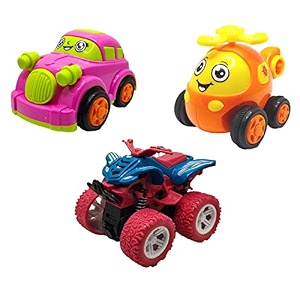 jo baby unbreakable four-wheel drive friction powered diecast car helicopter amp monster thomas toy set pack of 3