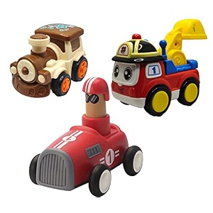 jo baby unbreakable four-wheel drive friction powered diecast train excavator amp push and go car toy set pack of 3