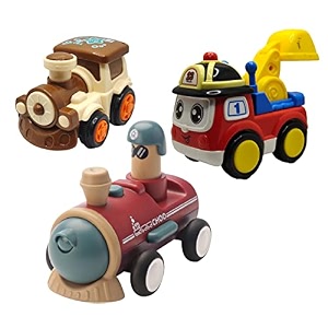 jo baby unbreakable four-wheel drive friction powered diecast train excavator amp push and go train toy set pack of 3