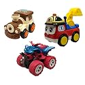 Jo Baby Unbreakable Four-Wheel Drive Friction Powered Diecast Train, Excavator &amp; Monster Scooter Toy Set (Pack of 3)