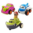 Jo Baby Unbreakable Four-Wheel Drive Friction Powered Diecast Car, Plane &amp; Push and Go Boat Toy Set (Pack of 3)