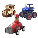 Jo Baby Unbreakable Four-Wheel Drive Friction Powered Diecast Train, Monster Tractor &amp; Push and Go Car Toy Set (Pack of 3)