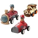 Jo Baby Unbreakable Four-Wheel Drive Friction Powered Diecast Train, Push and Go Train &amp; Push and Go Car Toy Set (Pack of 3)