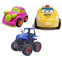 Jo Baby Unbreakable Four-Wheel Drive Friction Powered Diecast Car, Robot Car &amp; Monster Tractor Toy Set (Pack of 3)