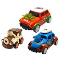 Jo Baby Unbreakable Four-Wheel Drive Friction Powered Diecast Train, Dancing Car Blue &amp; Dancing Car Orange Toy Set (Pack of 3)