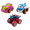 Jo Baby Unbreakable Four-Wheel Drive Friction Powered Diecast Car, Plane &amp; Monster Thomas Toy Set (Pack of 3)