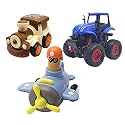 Jo Baby Unbreakable Four-Wheel Drive Friction Powered Diecast Train, Monster Tractor &amp; Push and Go Plane Toy Set (Pack of 3)