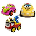 Jo Baby Unbreakable Four-Wheel Drive Friction Powered Diecast Car, Robot Car &amp; Crane Toy Set (Pack of 3)