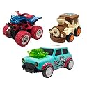 Jo Baby Unbreakable Four-Wheel Drive Friction Powered Diecast Train, Dancing Car Green &amp; Monster Scooter Toy Set (Pack of 3)